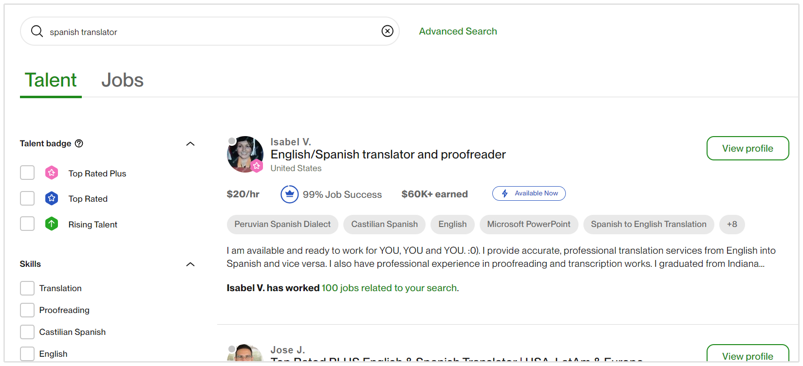 Traductores de Upwork